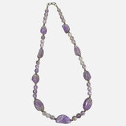 Amethyst Necklace: Peace and Calm - Leaf Shaped with Metal Beads